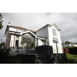 External view of the completed extension and raised patio